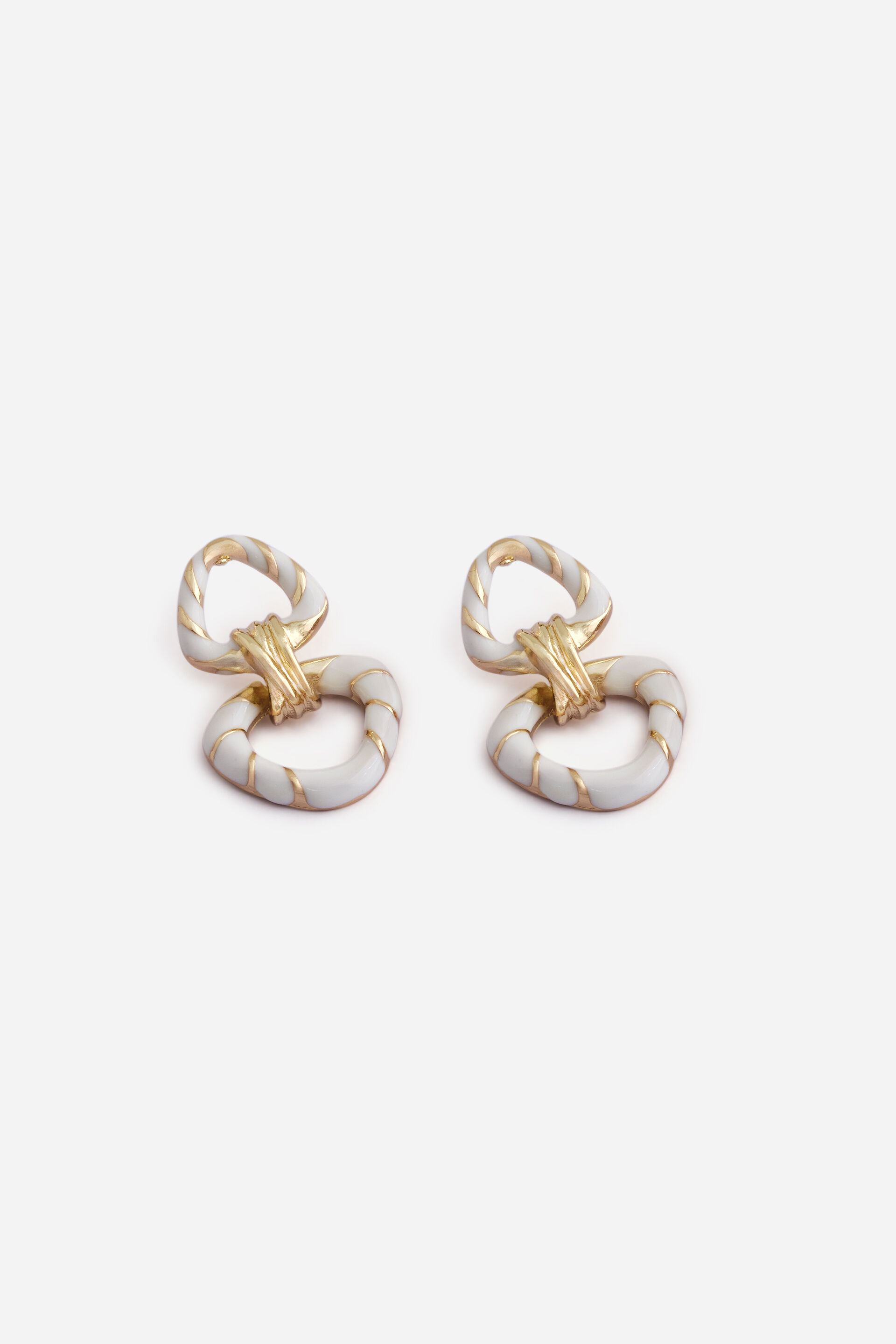 Gold & White Geometric Drop Earrings, , image 2